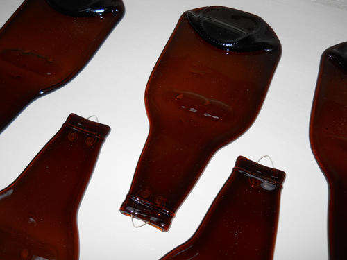 Flattened Glass bottles (Brown - 340ml)