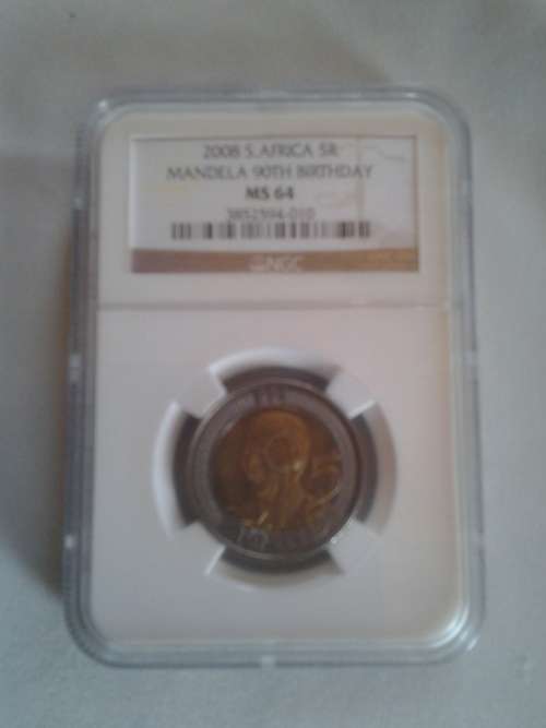 2008 South Africa R5 Mandela 90th Birthday MS64 NGC