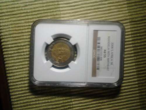 2008 South Africa R5 Mandela 90th Birthday AU55 NGC