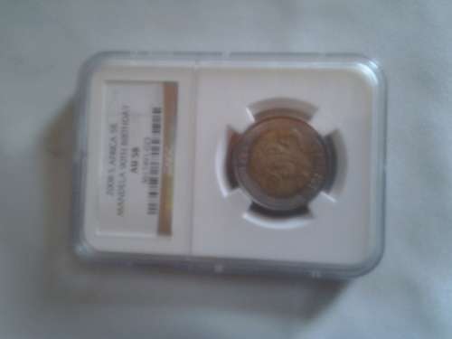 2008 S. AFRICA R5 MANDELA 90TH BIRTHDAY AU58 NGC GRADED
