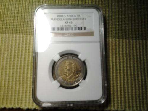 2008 R5 90TH MANDELA BIRTHDAY XF 45.  bid per coin