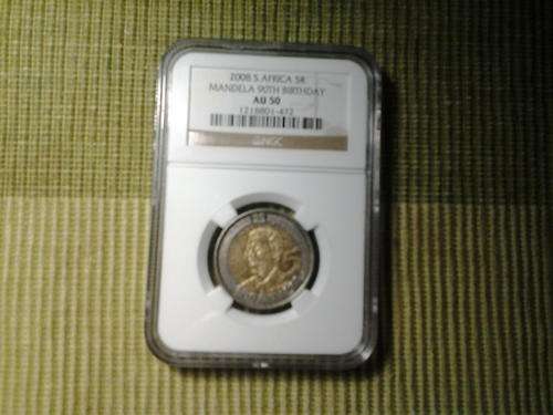 2008 MANDELA 90TH BIRTHDAY R5 AU50 NGC GRADED
