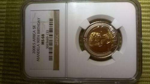 2008 Mandela 90th birthday R5 ms68 ngc graded, very good offer, grab it to fill up your set.