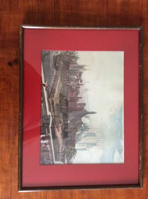 Rare vintage framed lithograph print titled: Westminster Hall & Abbey