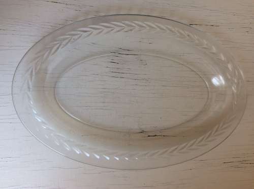 Vintage Oval & Ornate Glass Serving Platter - French
