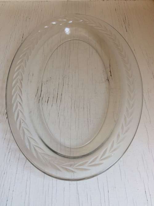 Vintage Oval & Ornate Glass Serving Platter - French