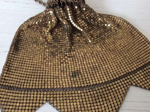 Antique Vintage Gate Top Purse  1920's Whiting & Davis Gold Mesh