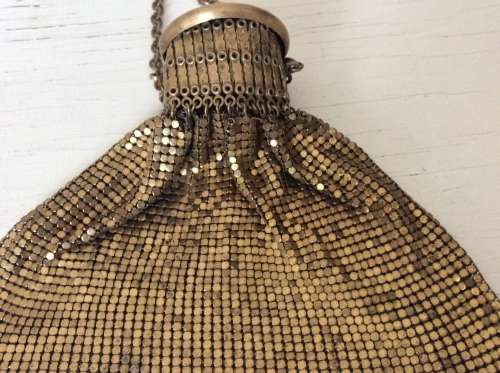 Antique Vintage Gate Top Purse  1920's Whiting & Davis Gold Mesh