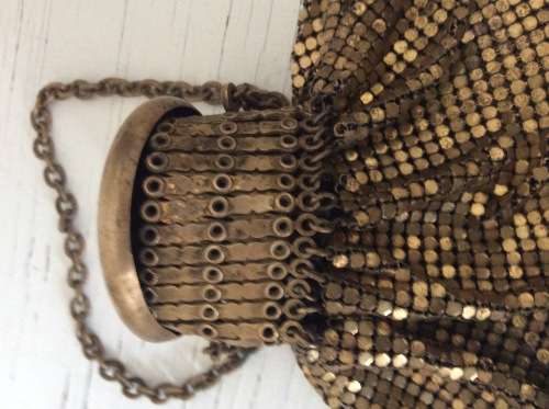 Antique Vintage Gate Top Purse  1920's Whiting & Davis Gold Mesh
