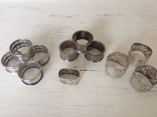 Set of 11 Vintage silver plated Napkin Rings  for great flair at you Christmas Table