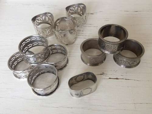 Set of 11 Vintage silver plated Napkin Rings  for great flair at you Christmas Table