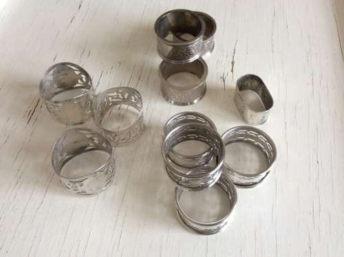 Set of 11 Vintage silver plated Napkin Rings  for great flair at you Christmas Table