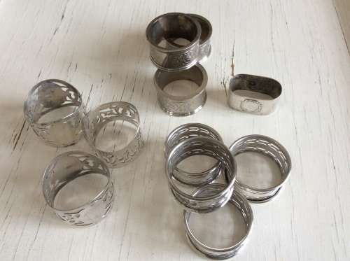 Set of 11 Vintage silver plated Napkin Rings  for great flair at you Christmas Table