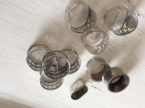 Set of 11 Vintage silver plated Napkin Rings  for great flair at you Christmas Table