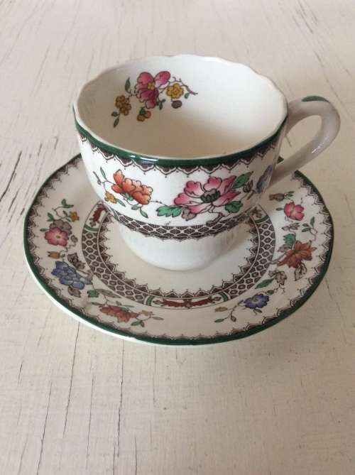Copeland Spode Late Mark Chinese Rose Demitasse Cup and Saucer Set