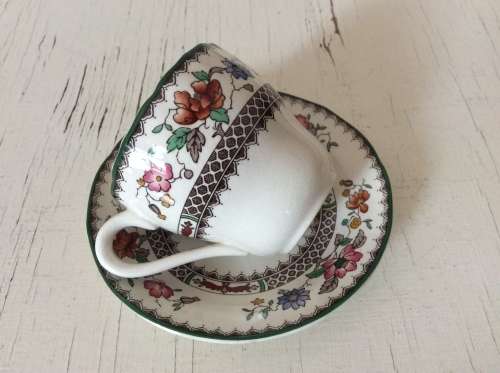 Copeland Spode Late Mark Chinese Rose Demitasse Cup and Saucer Set