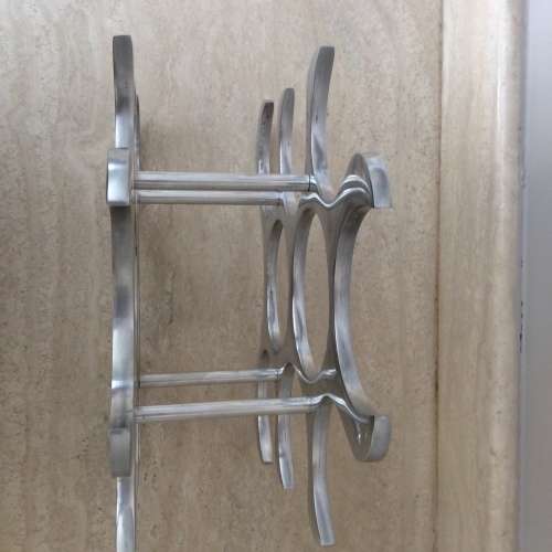 Polished Aluminium Metal Tabletop Wine Rack or Bottle Holder  9 bottles