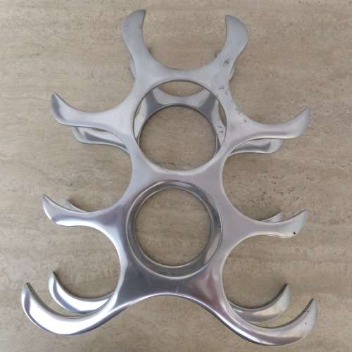 Polished Aluminium Metal Tabletop Wine Rack or Bottle Holder  9 bottles