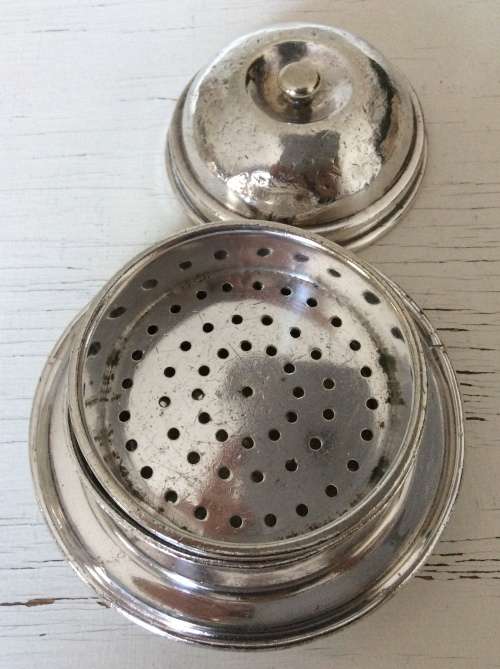 Antique Silver Plated Butter Dish Round