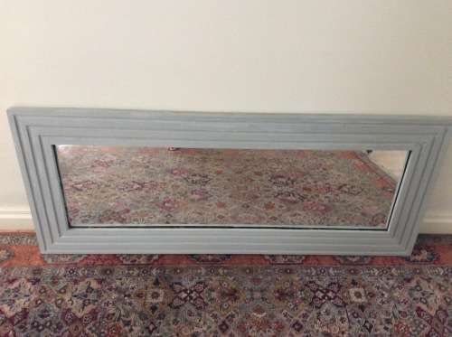 Large Wall Mirror Rectangular Wood Frame painted Gauloise Grey Dressing / Dining Room Bathroom