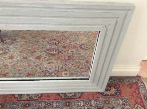 Large Wall Mirror Rectangular Wood Frame painted Gauloise Grey Dressing / Dining Room Bathroom