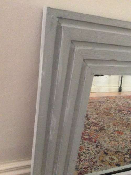 Large Wall Mirror Rectangular Wood Frame painted Gauloise Grey Dressing / Dining Room Bathroom