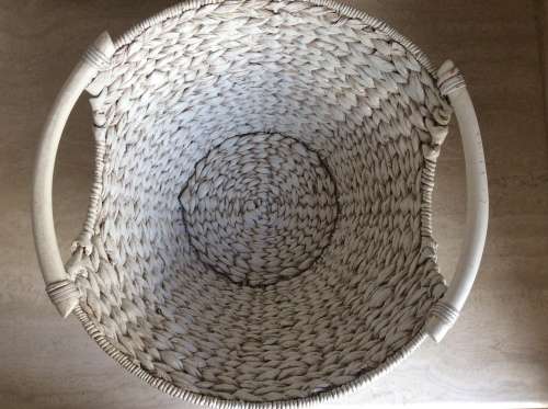 White Round Wicker Basket Container Storage Gift