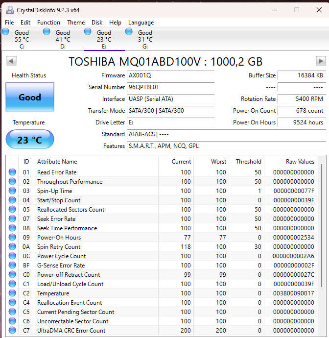 TOSHIBA 2.5` HDD,  1 TB