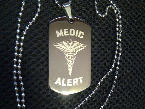 MEDIC ALERT DOG TAG PENDANT + PERSONALIZED ENGRAVING