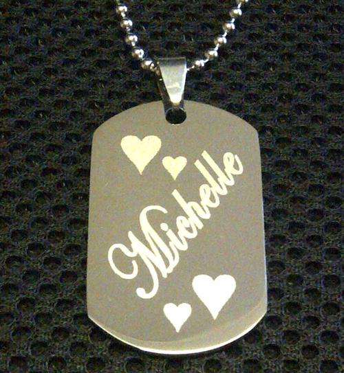 **HIGH POLISHED ARMY STYLE SMALL DOG TAG PENDANT + FREE NAME ENGRAVING**