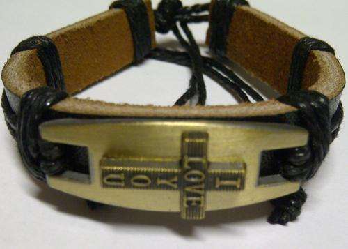 **LEATHER "I LOVE YOU" ADJUSTABLE BRACELET**ONLY 2 AVAILABLE**SEE PICTURES**