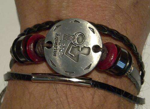**YOUR ZODIAC SIGN "AQUARIUS" ADJUSTABLE LEATHER BRACELET**ONLY 2 AVAILABLE**SEE PICTURES**