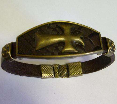 **LEATHER CROSS CHARM BRACELET**ONLY 2 AVAILABLE**SEE PICTURES**ONE OF A KIND**