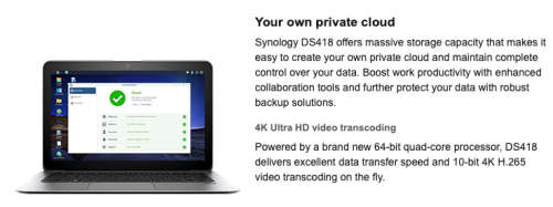 Synology 4 bay NAS DiskStation DS418 (Diskless/Barebone)