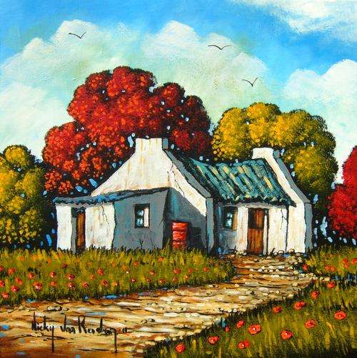 Poppies.Original Painting by Nicky van Rensburg.BIG PAINTING.400x400mm.