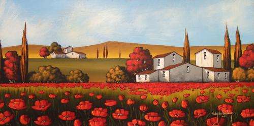 TUSCAN FLOWERS.ORIGINAL PAINTING BY NICKY VAN RENSBURG.1200X600MM