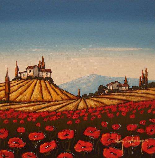 POPPIES2!ORIGINAL PAINTING BY NICKY VAN RENSBURG!300X300MM!