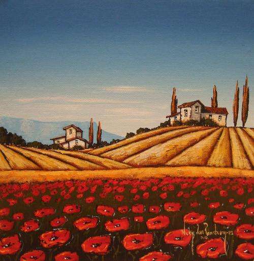POPPIES!ORIGINAL PAINTING BY NICKY VAN RENSBURG!300X300MM!