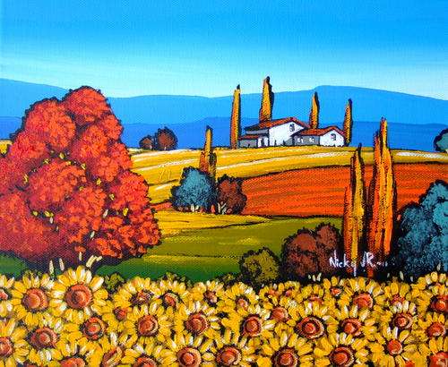 Sunflowers.Original Painting by Nicky van Rensburg.305x255mm.