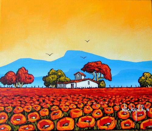 Poppys.Original Painting by Nicky van Rensburg.305x255mm.