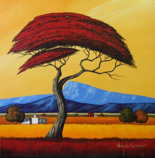 Red Tree.Original Painting by Nicky van Rensburg.510x510mm