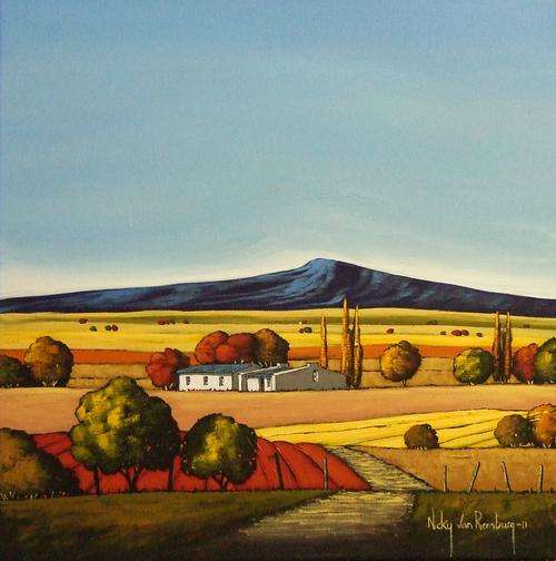 Cape Landscape.Original Painting by Nicky van Rensburg.510x510mm.