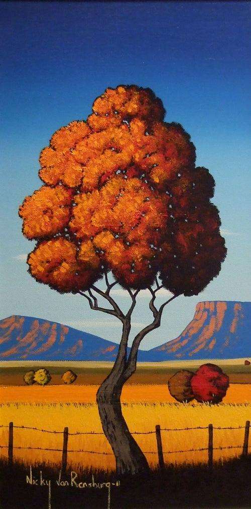 Orange Tree.Original Painting by Nicky van Rensburg.600x300mm.Frame optional!