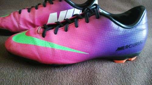 Nike  Mercurial Soccer Boots in Pink Green and White Size UK 4