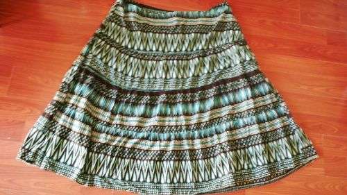 Beautiful Turquoise and Brown Patterned Skirt By Penny C Plus Size 28