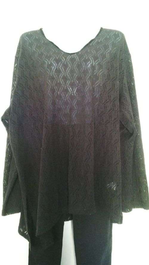 Black Open Knit Jersey by Donna-Claire Pus size 24
