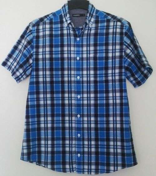 Mens Blue Checkered Short Sleeve Shirt by Woolworths Size Small