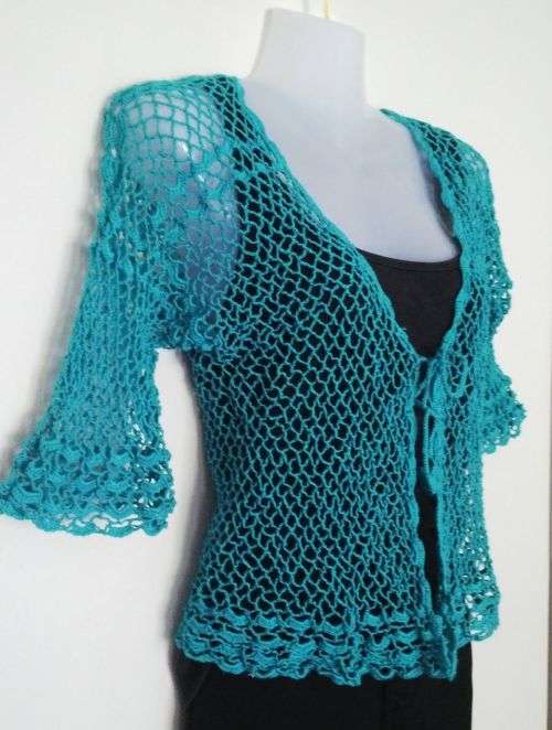 Jade Green Croched Jacket Size Medium