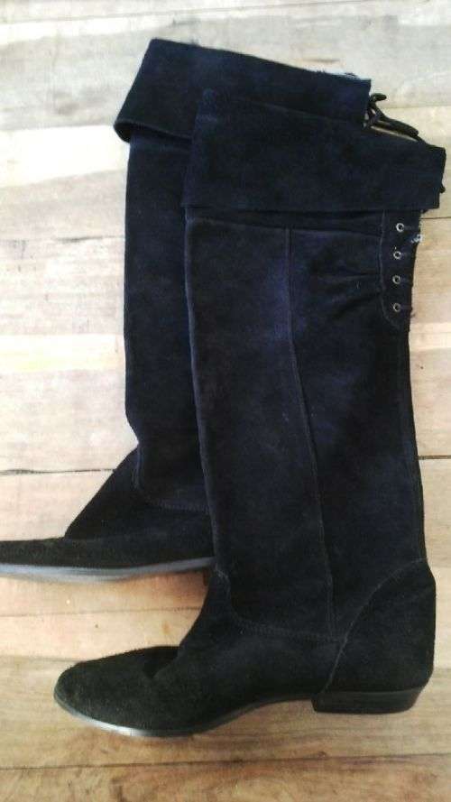 Over the Knee High Black Suede Boots Size 7