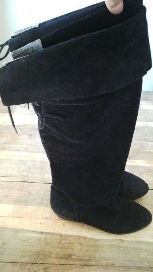 Over the Knee High Black Suede Boots Size 7